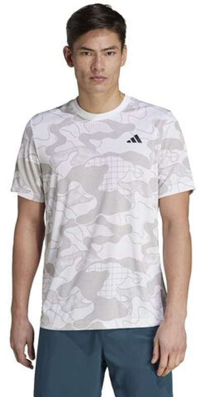 Футболка мужская теннисная Adidas Club Graphic T-Shirt - white/grey