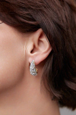 Серьги пусеты полукольца прозрачные кристаллы, оттенок золото