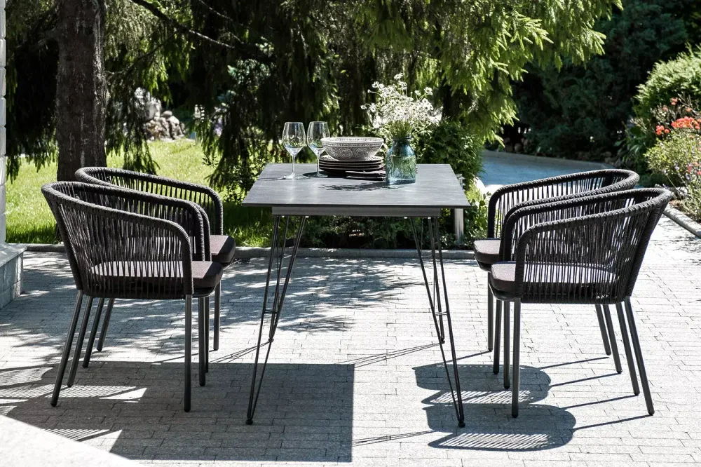 "Руссо" обеденный стол из HPL 150х80см, цвет "черный мрамор"