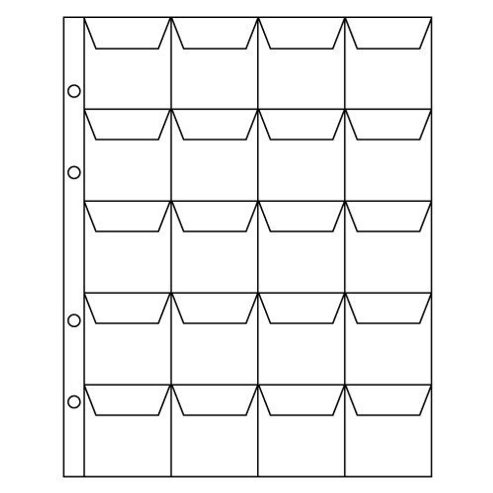 Лист для монет на 20 ячеек. 200 * 250 мм