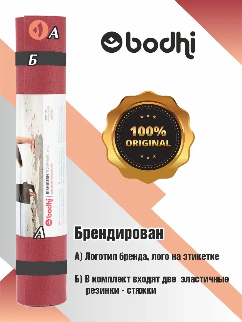 Коврик для йоги и фитнеса Ришикеш Бодхи 200 см