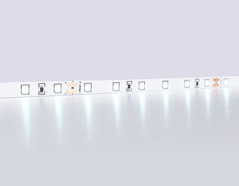 Светодиодная лента GS3003 2835 60Led/ 6W m/ 24V IP20 6500K/ 5000*8*1.2mm/ кратность резки 100mm (2 конт.)