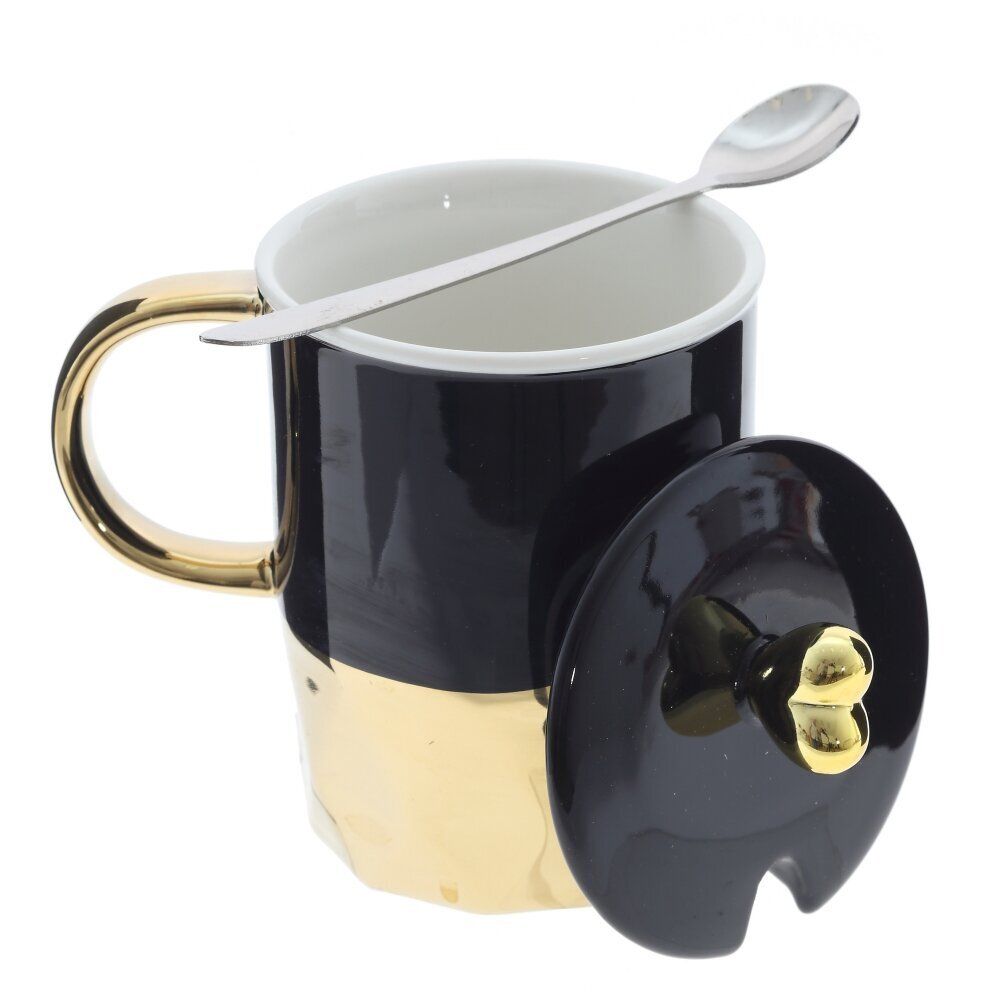 GAEM Кружка с крышкой и ложкой, 340 мл, L12 W8 H13,5 см, 2в.