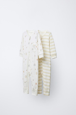 ZARA НАБОР ИЗ ДВУХ КОМБИНЕЗОНОВ, ЭКРЮ