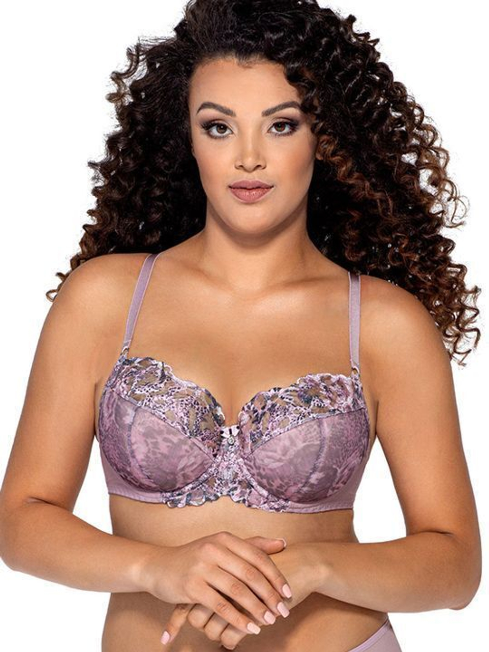 Бюстгальтер на косточках с чашками plus size на поролоне (Размер: 95H) (Цвет: сиреневый)