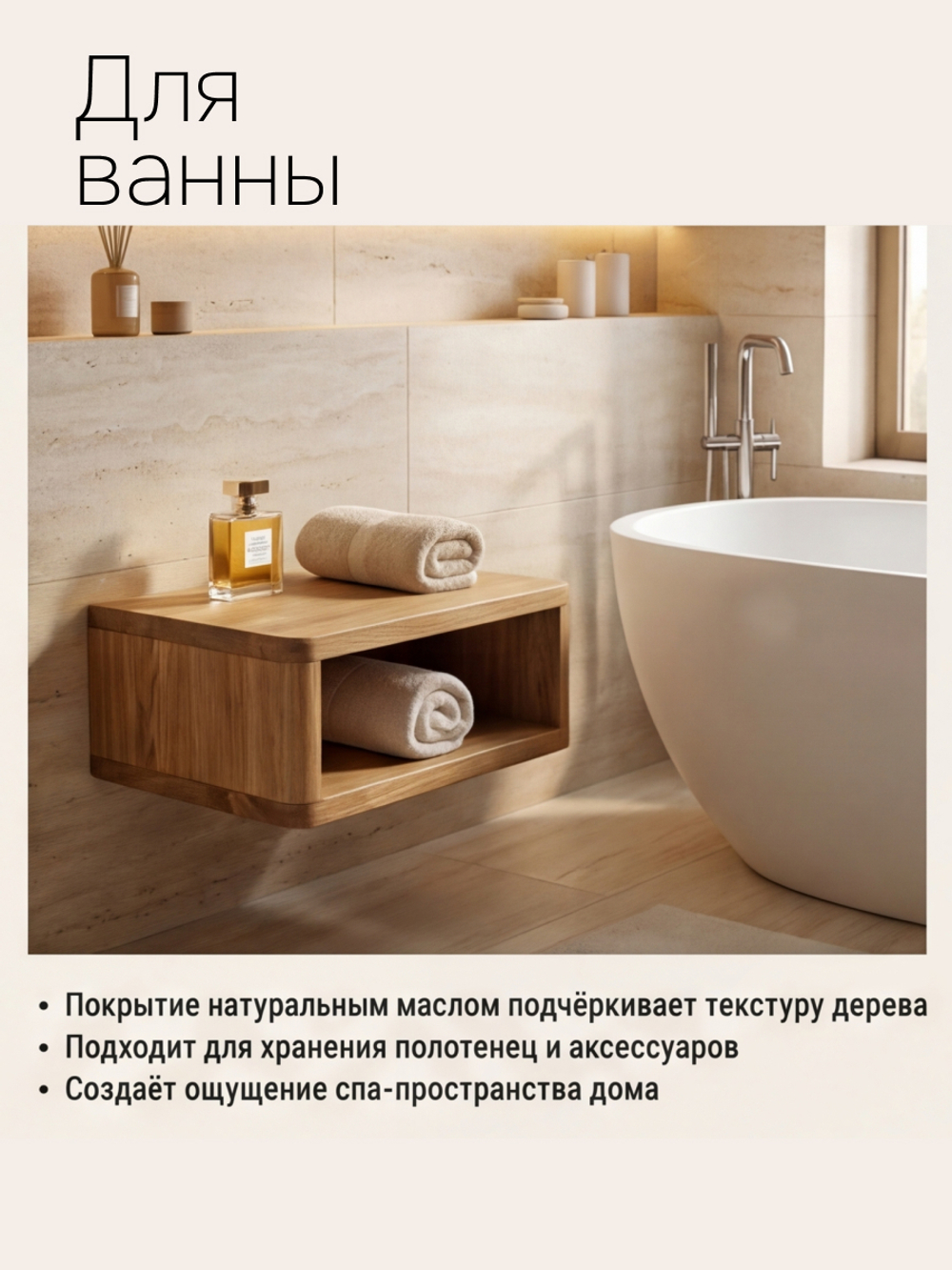 Тумба прикроватная, 47х29х14.5, Мелания, подвесная, с полкой, массив дуба, Dipriz