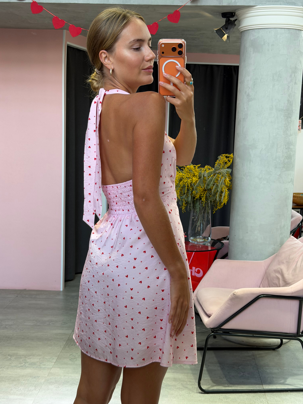Платье Мона розовый с сердечком