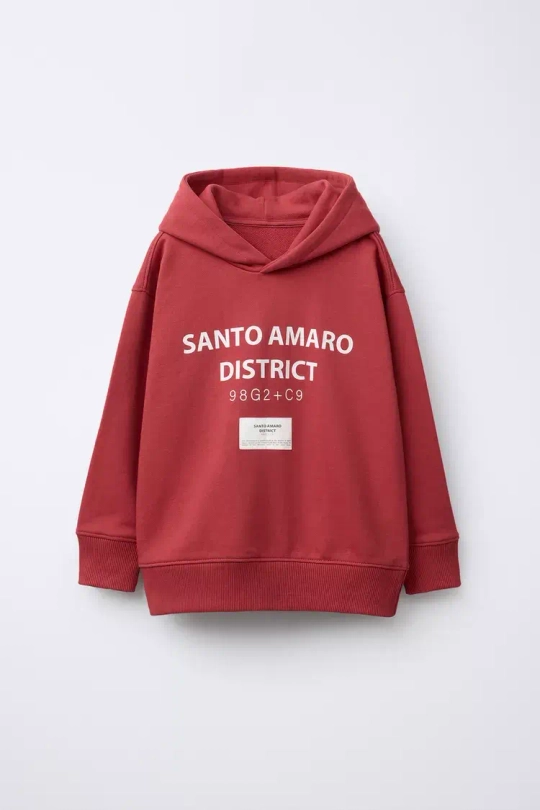 ZARA ХУДИ С НАШИВКОЙ, КРАСНЫЙ