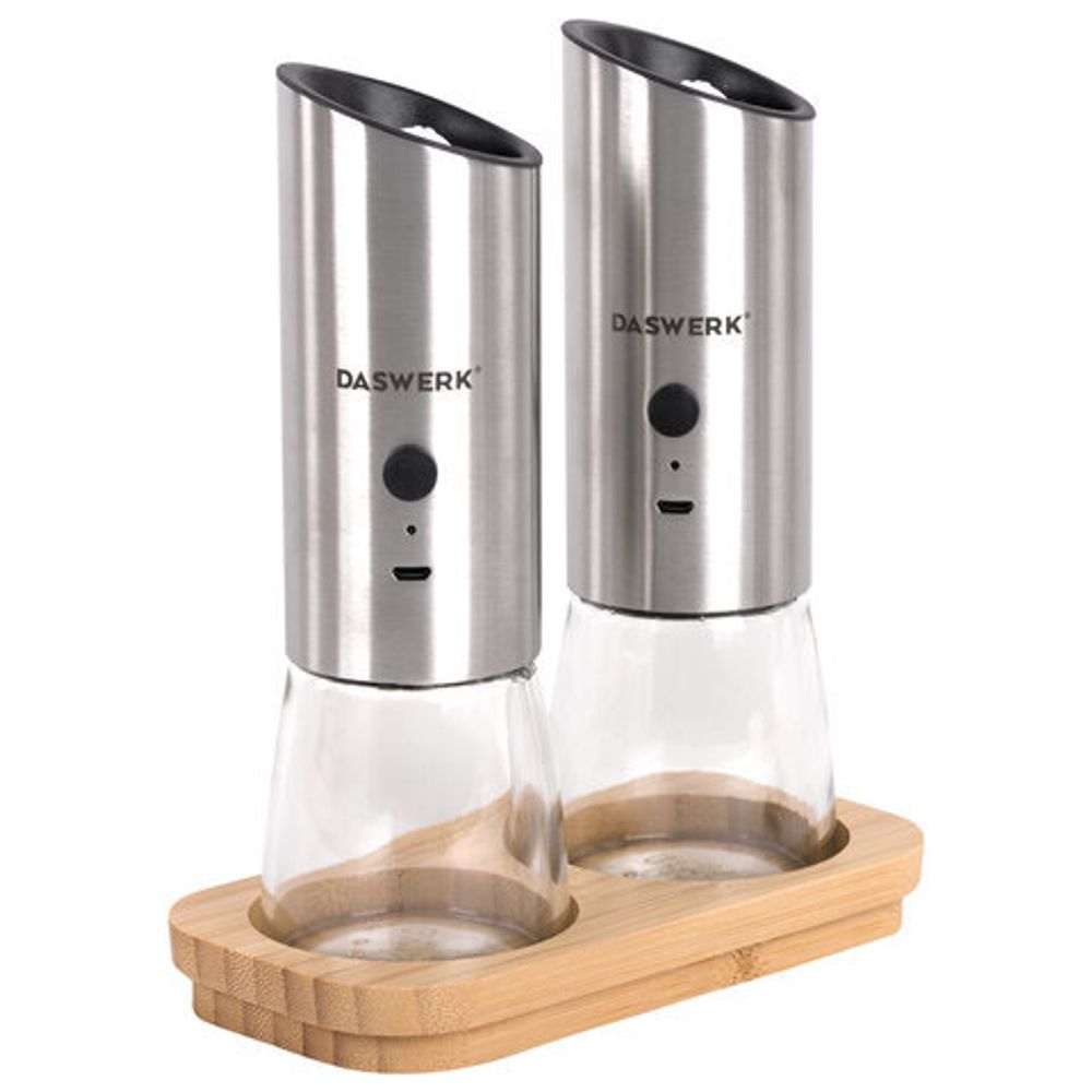 Набор гравитационных мельниц для соли и специй, электрические, 2 шт., USB, PM-8, DASWERK, 456626