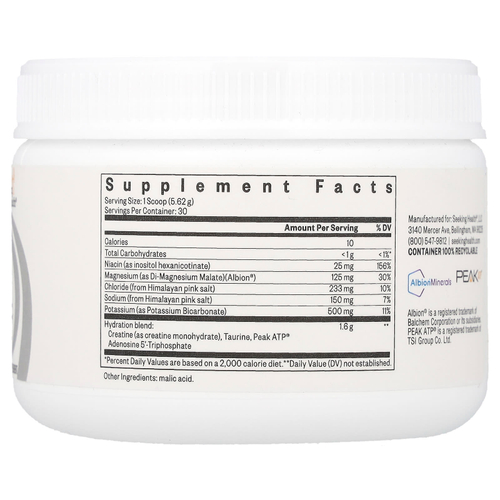 Seeking Health, Optimal Electrolyte, без добавок, 168,6 г (5,94 унции)