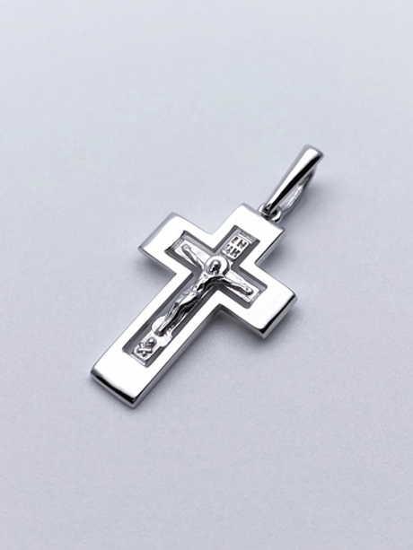 Крест из серебра/Родий/С подвижным ухом