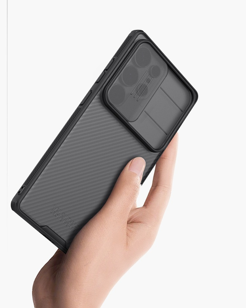 Чехол прозрачный тонированный с защитной шторкой для камеры от Nillkin на Samsung Galaxy S25 Ultra, серия CamShield Pro Case