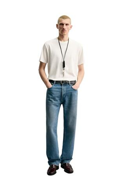 ZARA ФУТБОЛКА MEDIUM WEIGHT КЛАССИЧЕСКОГО КРОЯ ORIGINS, БЕЛЫЙ