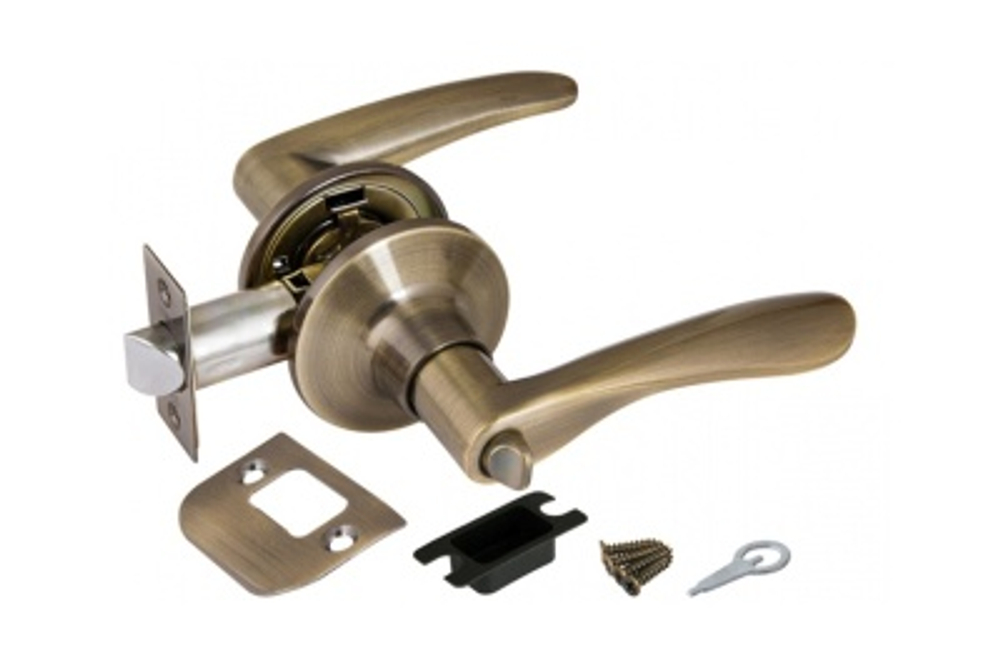 Замок ручка Бронза с фиксатором 6020 АВ-В