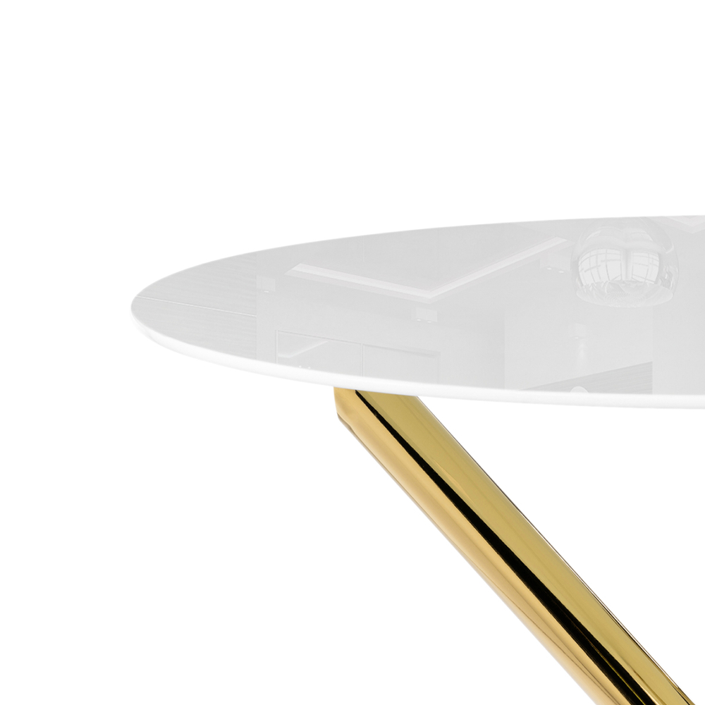 Стол стеклянный Woodville Rock 80х75 white, gold