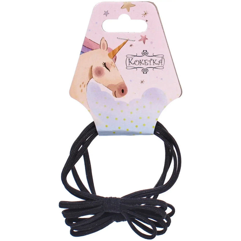 Резинки для волос 2шт «МАРЦИПАН ФЛО», цвет черный, d-5,5см (подвес кокетка Единорог)