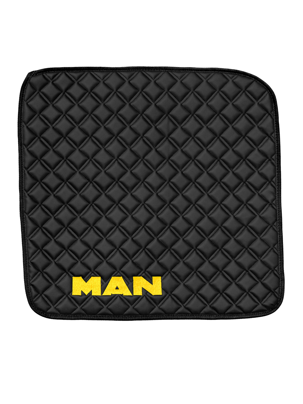 Ковры MAN TGX с 1-м ящиком (автомат) (экокожа, черный, черный кант, желтая вышивка)
