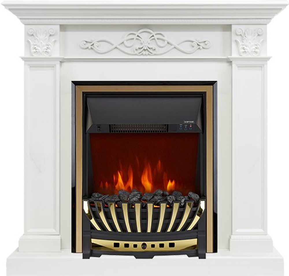 Каминокомплект Verona - Белый дуб с очагом Aspen Gold