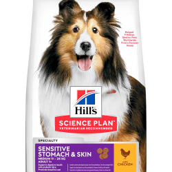 Hill's Adult Sensitive Stomach & Skin - корм для собак с чувствительным пищеварением и кожей (курица)