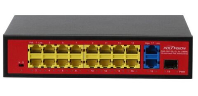 PND-16P-2G1F Lite(180W) 18-портовый неуправляемый PoE-коммутатор, 16 портов 10/100 Мбит/с