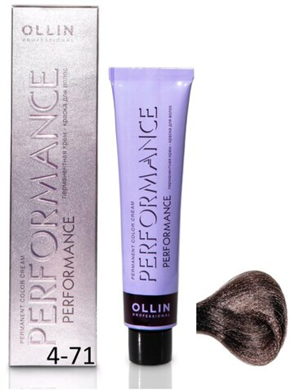OLLIN PERFORMANCE 4/71 шатен коричнево-пепельный 60мл Перманентная крем-краска для волос