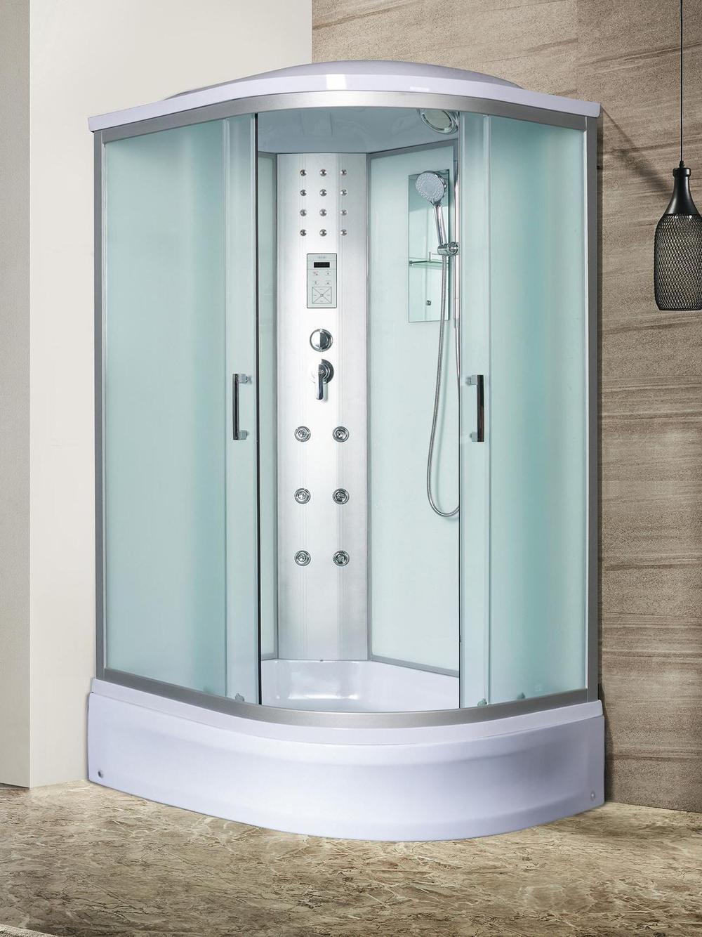 Душевая кабина RIVER  DUNAY 120/90/24  MT L 120х90 см,  матовое стекло, поддон средний, радио, левосторонняя