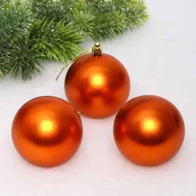 Новогодние шары 8 см (набор 3 шт) «Матовый», янтарь