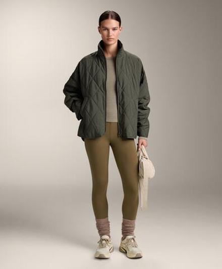 Oysho Футболка Base layer из трикотажа с рельефным узором, оливково-зеленый