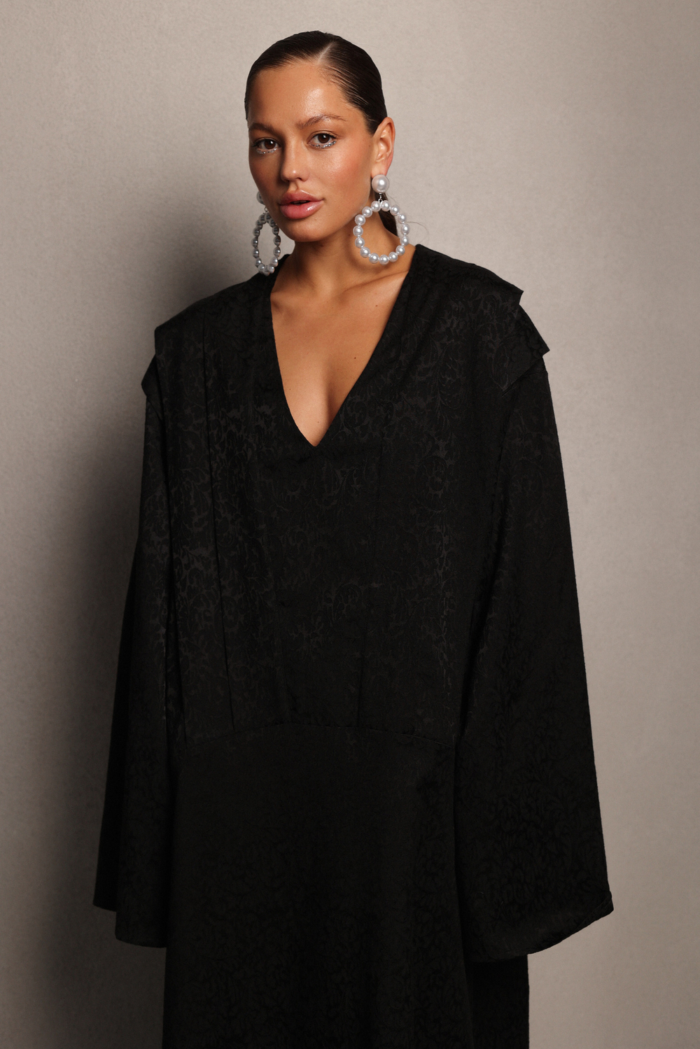 Платье макси из жаккарда