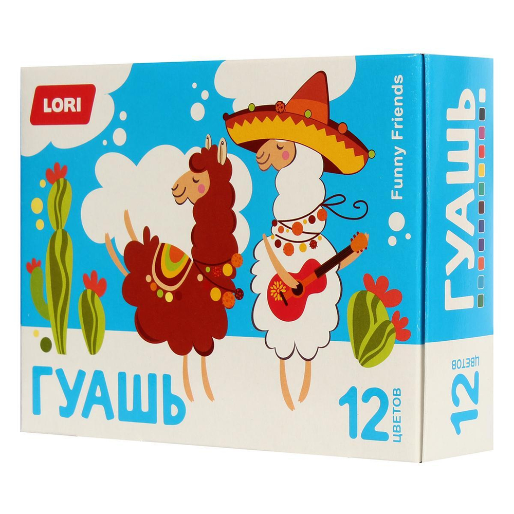 Гуашь FUNNY FRIENDS, 12 цветов по 15 мл (Lori)