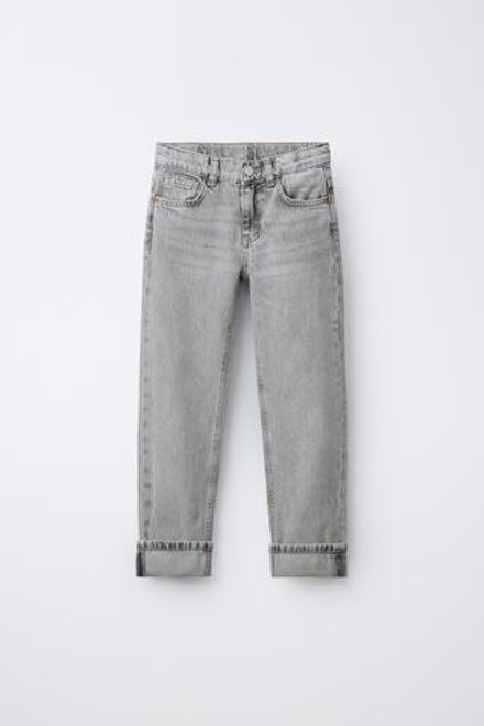 ZARA ДЖИНСЫ STRAIGHT, СВЕТЛО-СЕРЫЙ