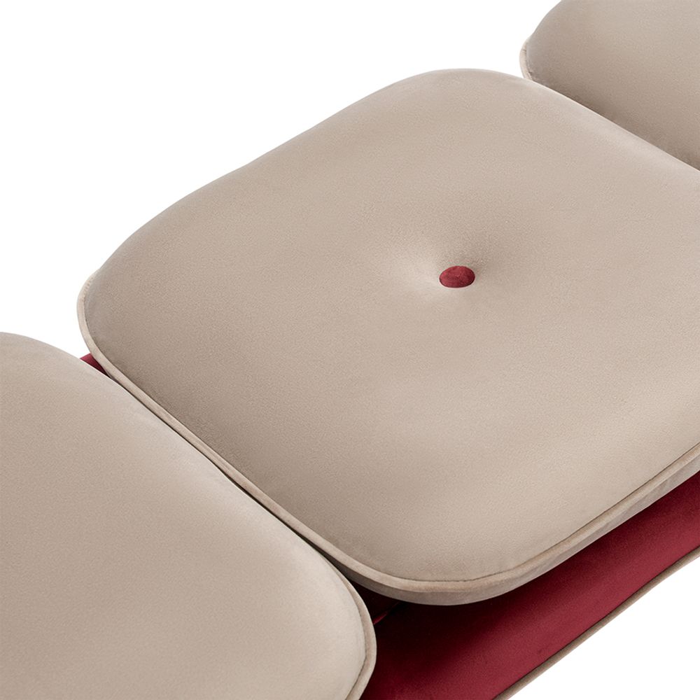 Банкетка Pea, велюр, бежевая/бордовая