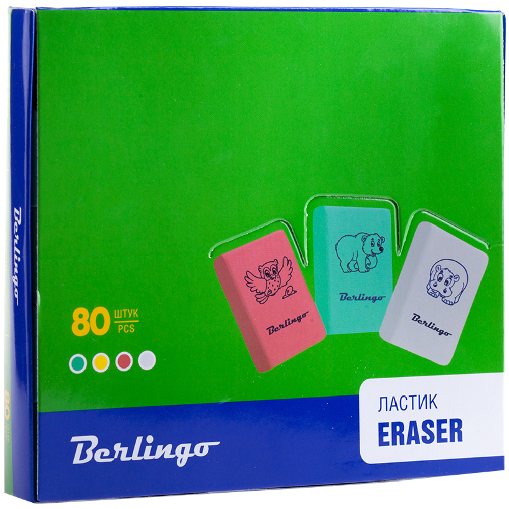 Ластик Berlingo "Animals", прямоугольный, термопластичная резина, 28*18*10мм