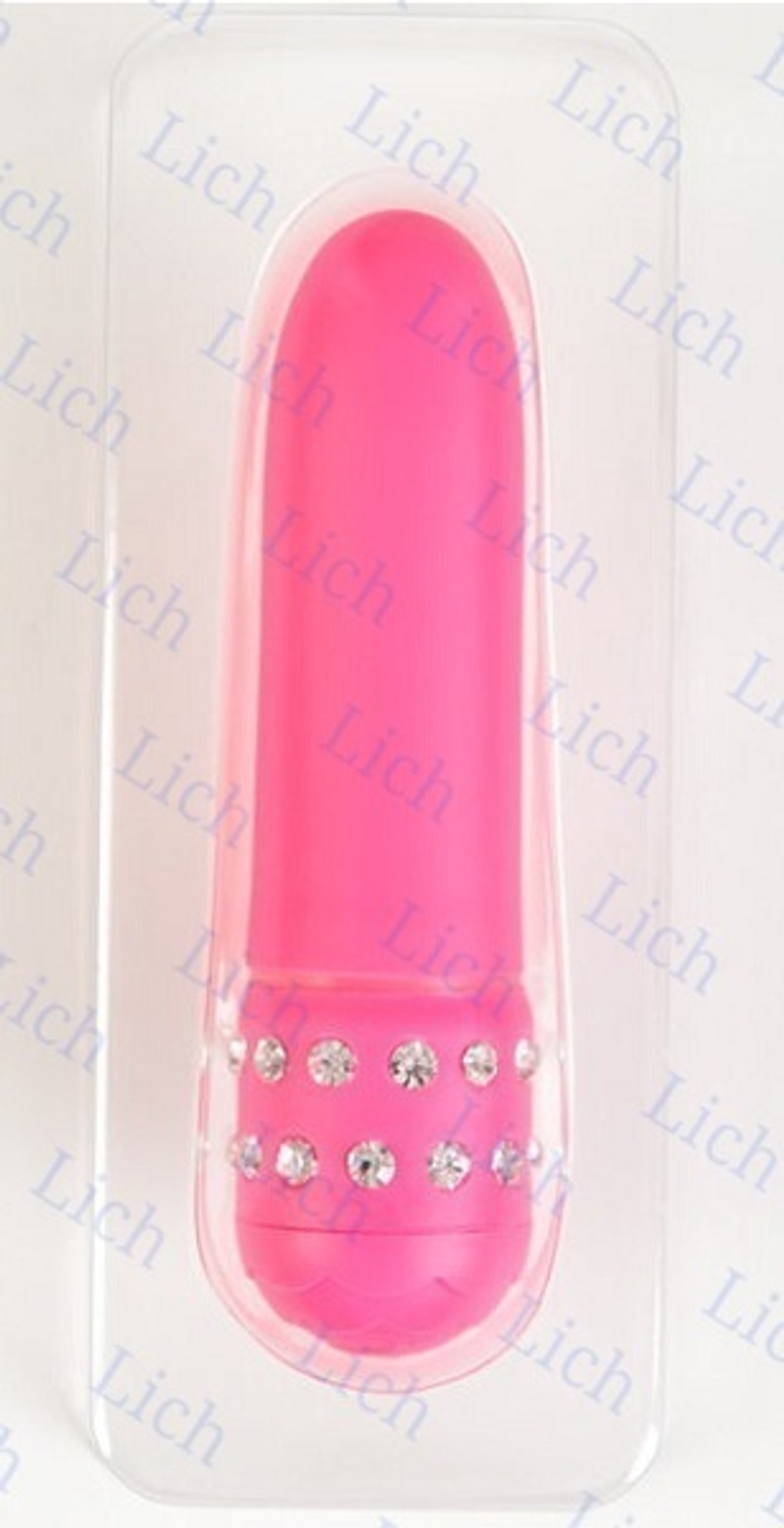 Розовый вибратор со стразами на основании