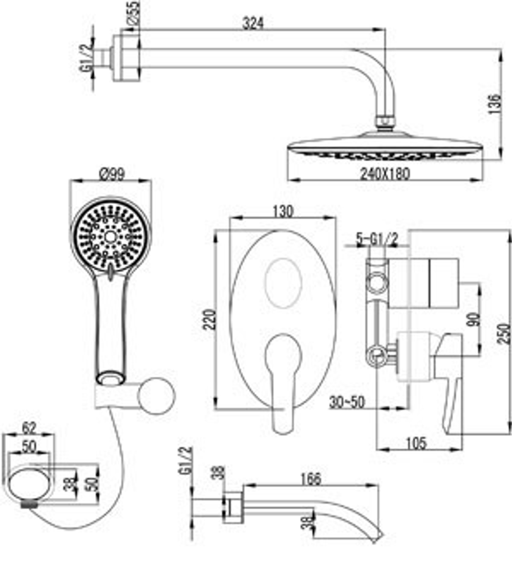Смеситель для ванны и душа LEMARK ANTLANTISS – LM3222C