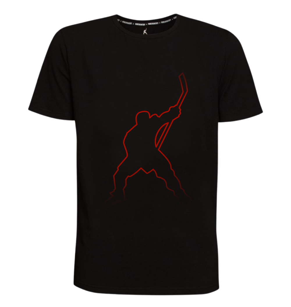 Футболка с красным хоккеистом травление