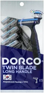 "DORCO" TWIN BLADE Станок для бритья одноразовый с плавающей головкой (5шт)