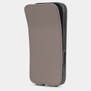 Чехол iPhone 16 Pro Max натуральная кожа сафьяно, серо-коричневого цвета