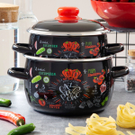 Кастрюля сталь, эмал, 2 л, с крыш, крышка сталь, Appetite, Gazpacho, 1RC161M, индукц