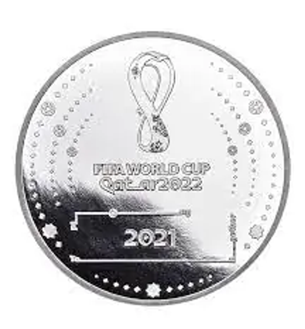 10 евро 2021 Чемпионат мира по футболу 2022 в Катаре в коробочке, Серебро, сертификат, proof. Франция