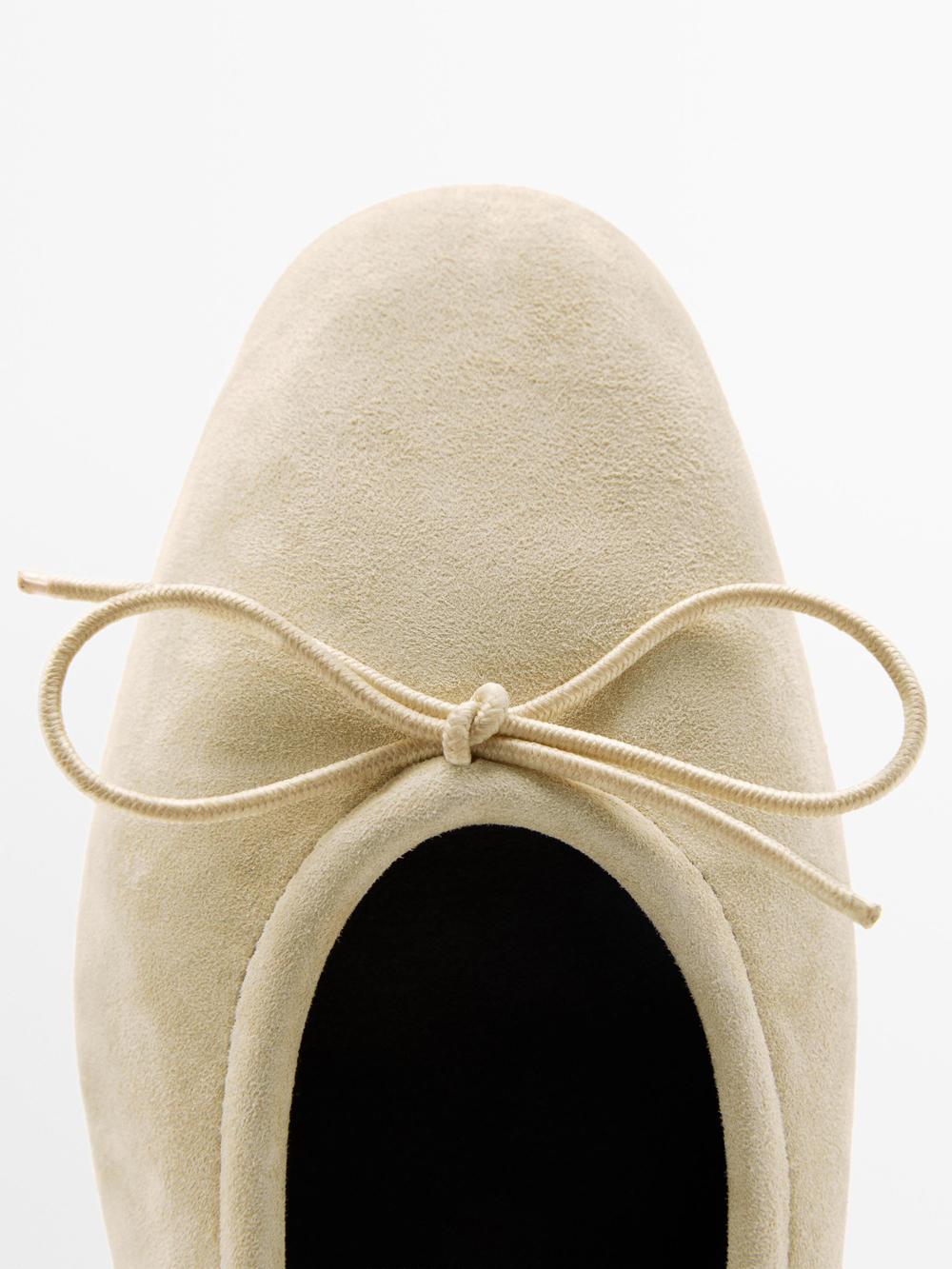 Massimo Dutti Балетки со сборками и бантом, бежевый