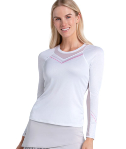 Женская теннисная футболка с длинным рукавом Lucky in Love Weave It To Me Long Sleeve - white