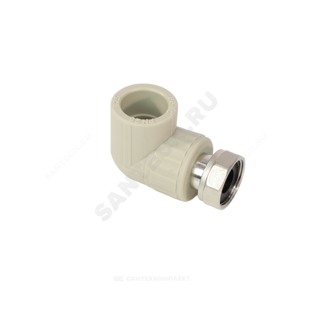 Угольник PP-R комбинированный серый Дн 20х3/4" с накидной гайкой VALFEX 10138120Г