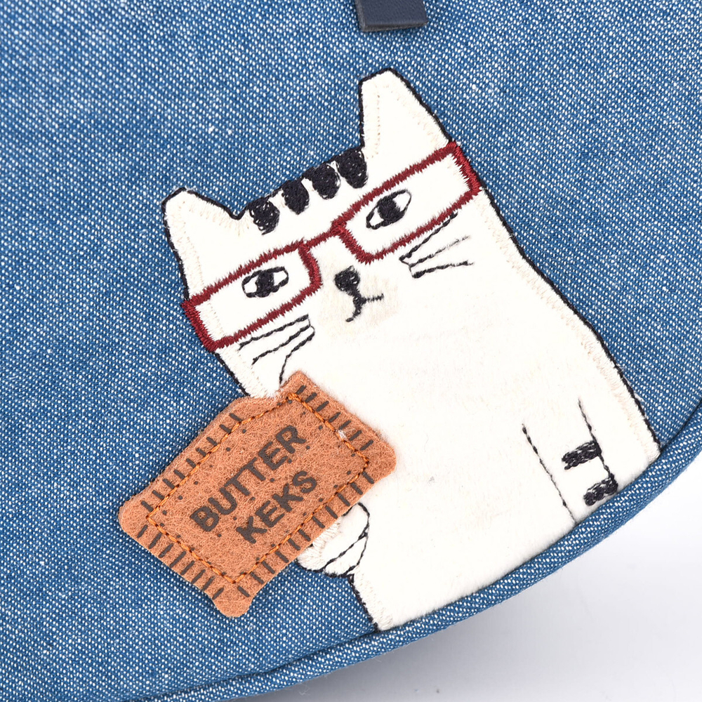 Сумка хобо через плечо NEKOMARUKE "BUTTER KEKS", джинсовый синий, 23-6513-3, KUSUGURU