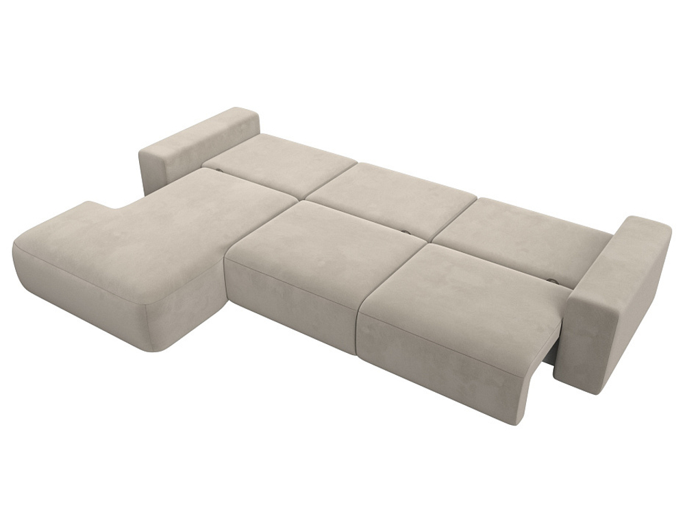 Диван угловой Лига-036 НПБ Классик Лонг левый угол МИКРОВЕЛЬВЕТ Бежевый