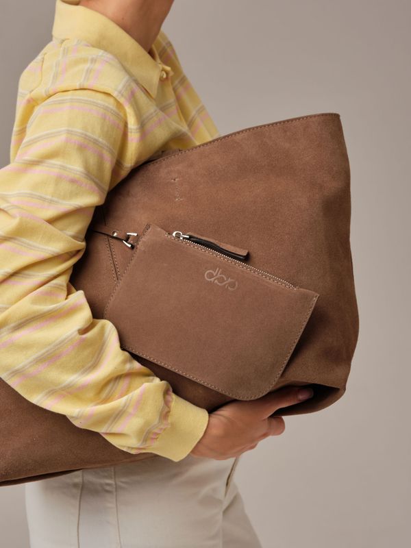 Замшевая сумка шоппер Texas DBR 31390 серо-коричневый