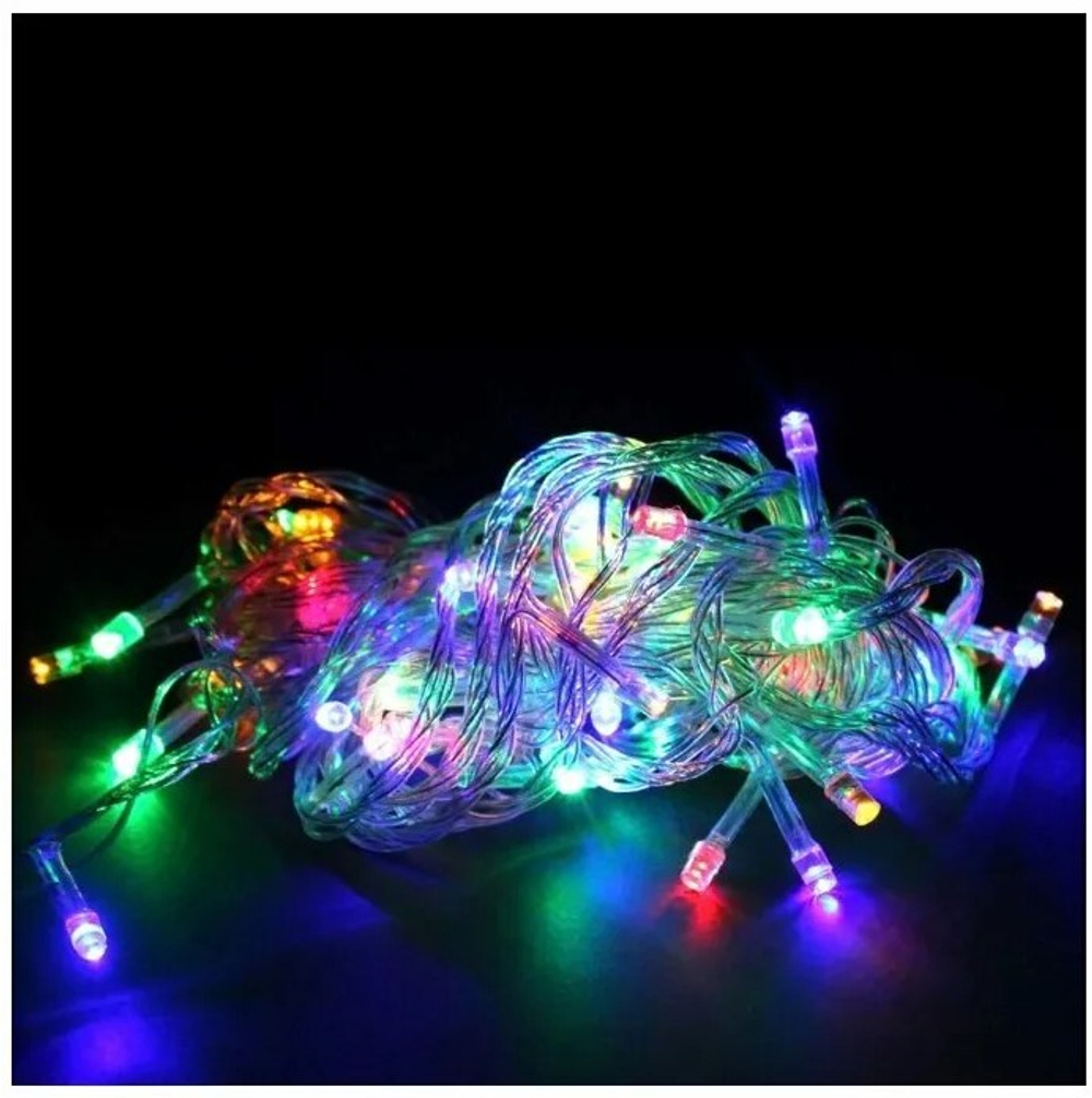 Гирлянда нить LED 100L (7м) Цветная (прозрачный шнур)