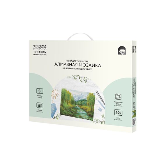 Almaz qaşlarla mozaika \ Алмазная мозаика \ Diamond painting Алмазная мозаика ТРИ СОВЫ "Горная река", 40*50см, холст на деревянном подрамнике, картонная коробка