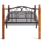Кровать AT-808 - дерево гевея/металл, 90*200 см (Single bed), красный дуб/черный