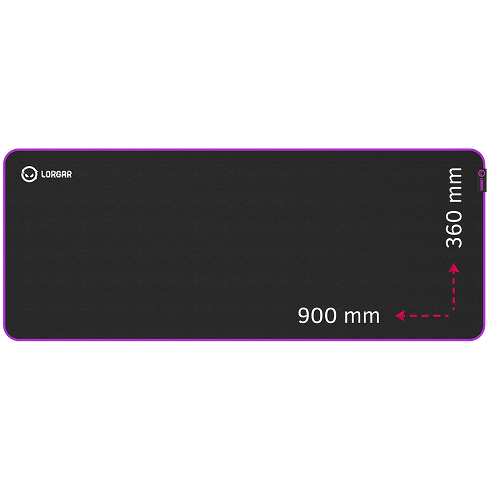 Lorgar Main 319, Gaming mouse pad, High-speed surface, Purple anti-slip rubber base, size: 900mm x 360mm x 3mm, weight 0.6kg
